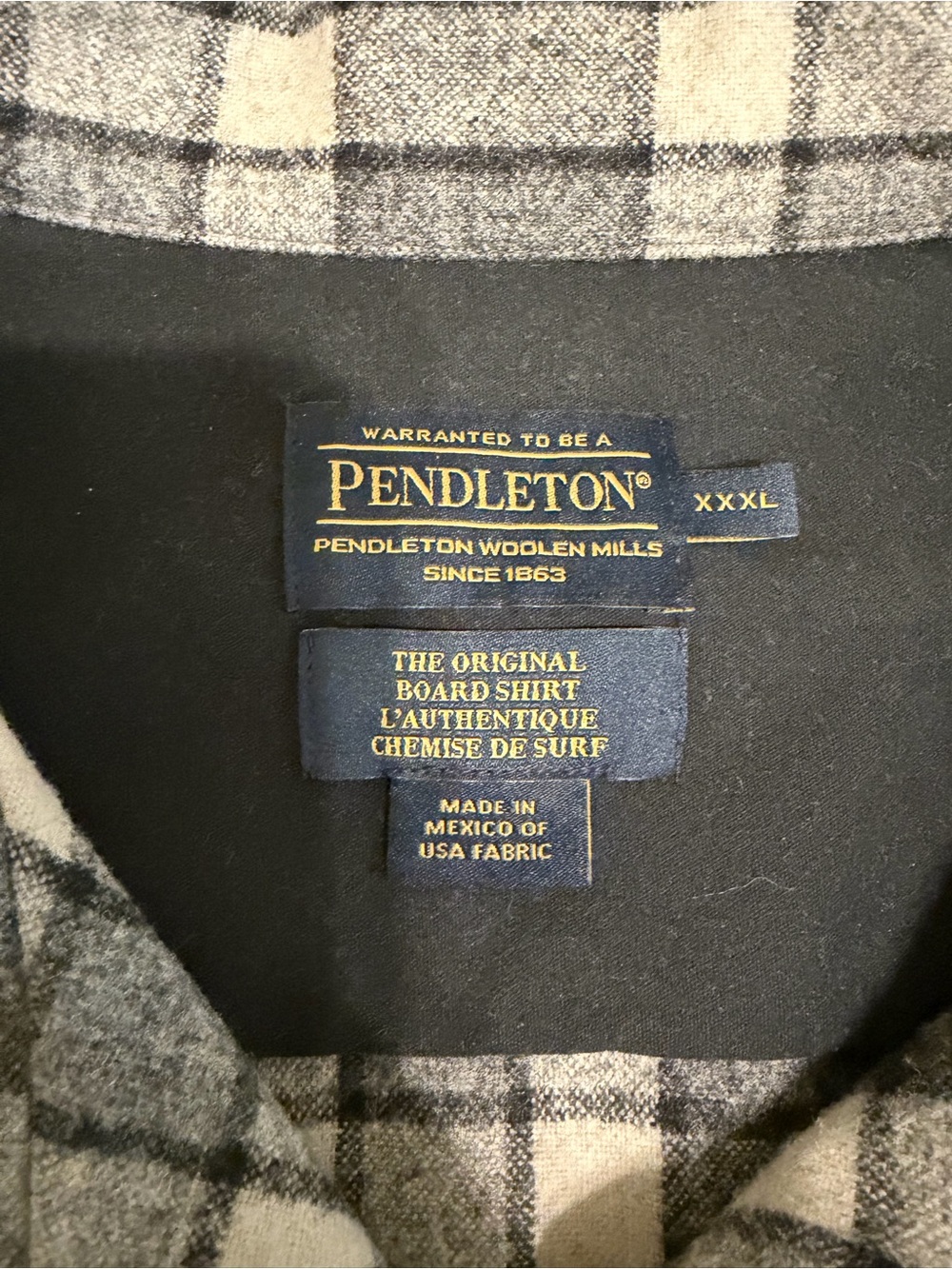 Pendleton Black & Gray Plaid Wool XXXL Shirt - Picture 2 of 6